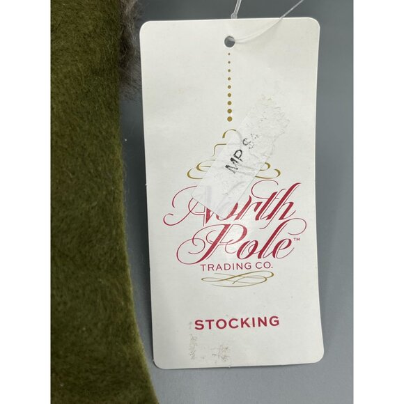 North Pole Trading Co Reindeer Stocking With Faux Fur Body Holly Accent Trees - Picture 2 of 15